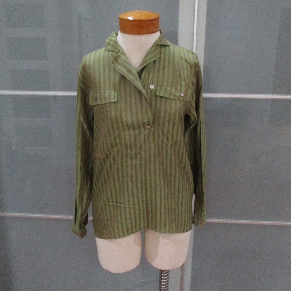 Anne Marie Beretta Made By Alpha Cubic Long Sleeve Popover Shirt Top